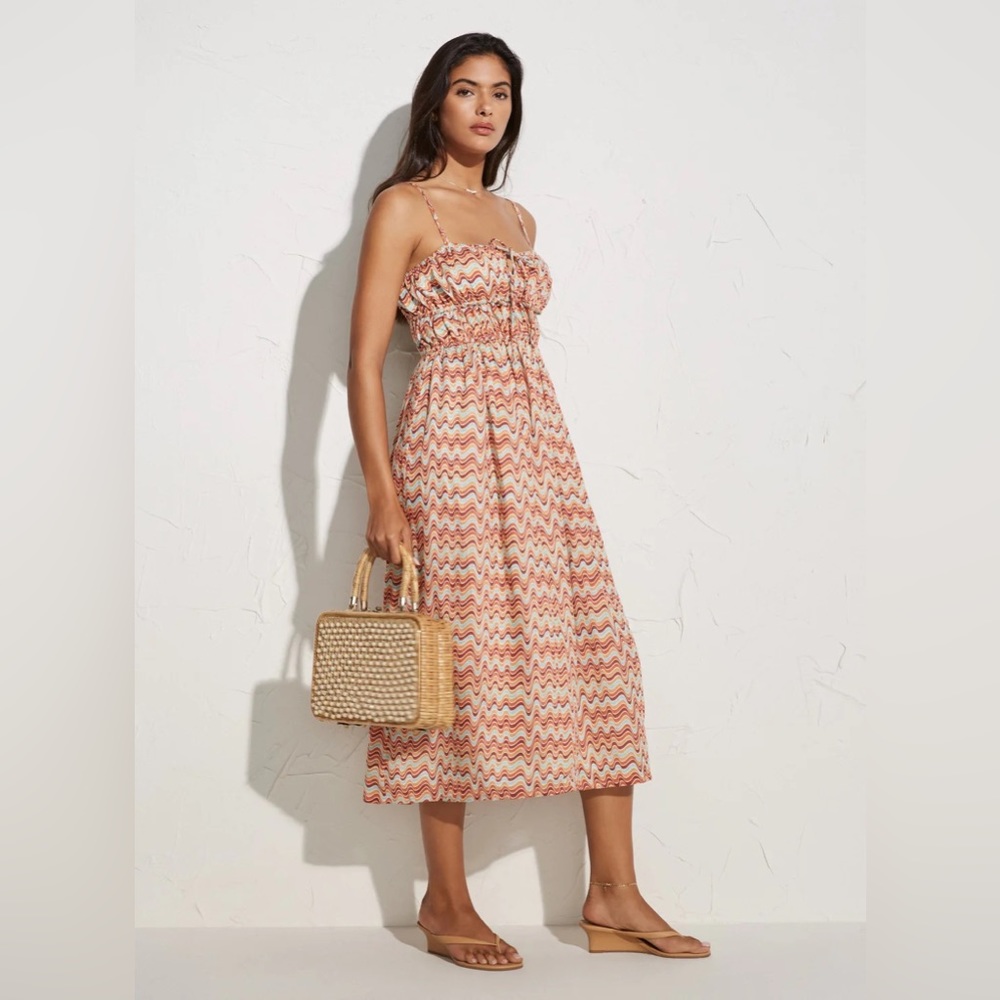 FAITHFULL THE BRAND Francesca Midi Dress in Vadella Print (Dusk) Size M (US 6)